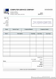 Computer Service Invoice Template screenshot